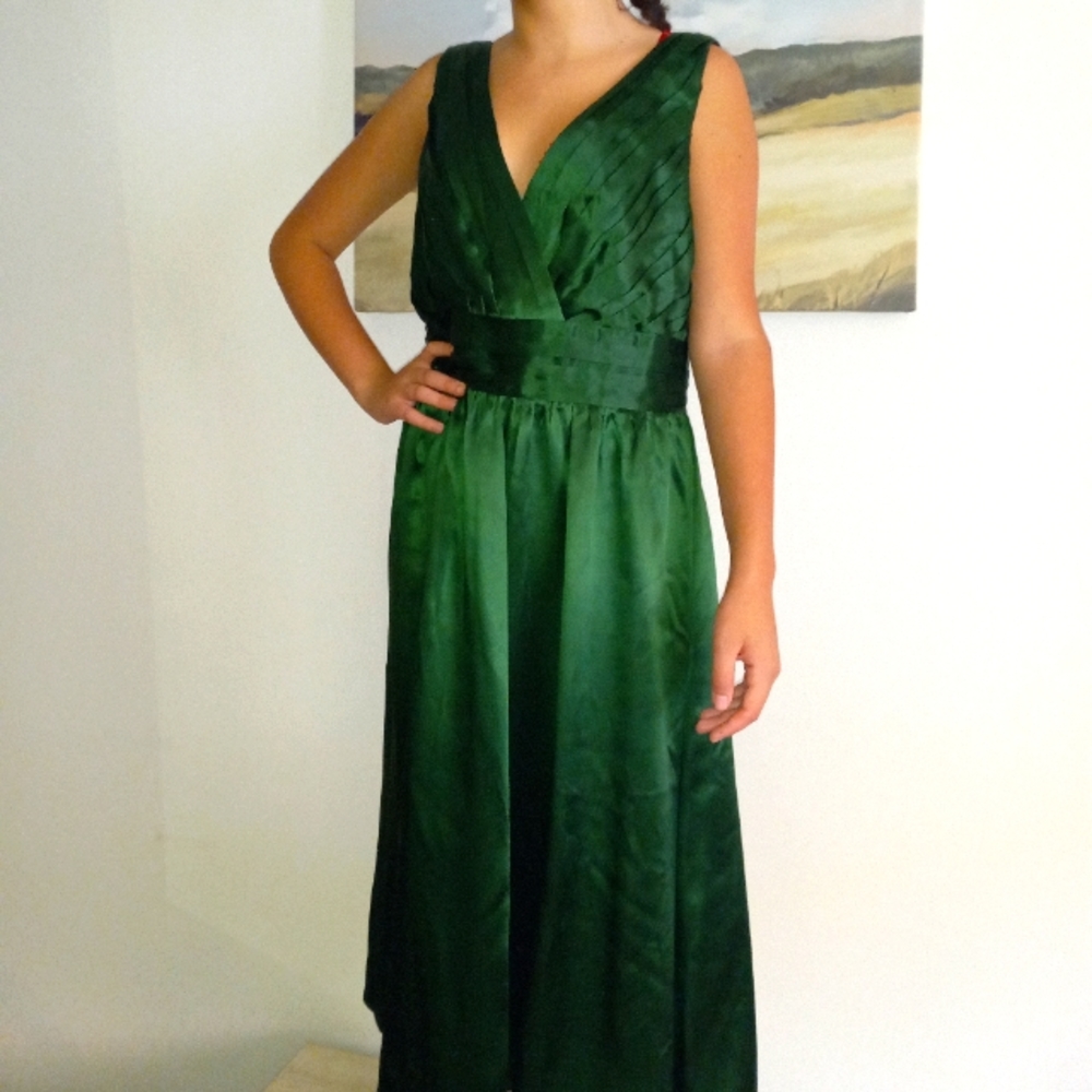 Spiegel Evening Silk Dress in Green, Size 10
